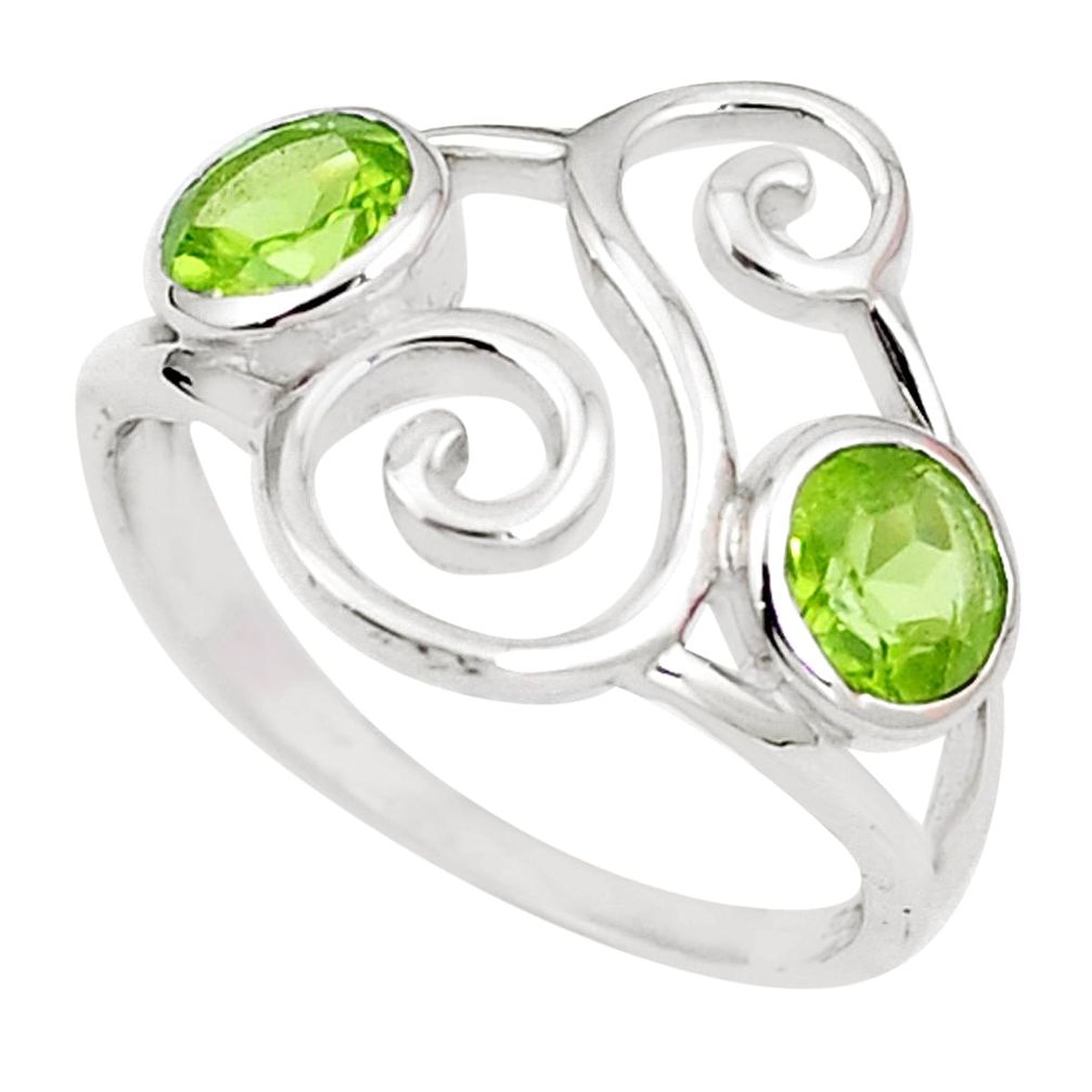 Natural green peridot 925 sterling silver ring jewelry size 7 m73879