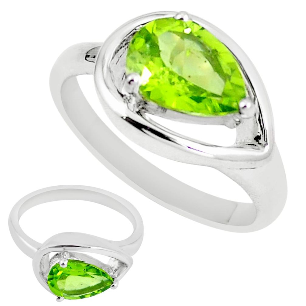 4.22cts natural green peridot 925 sterling silver ring jewelry size 7 m73899