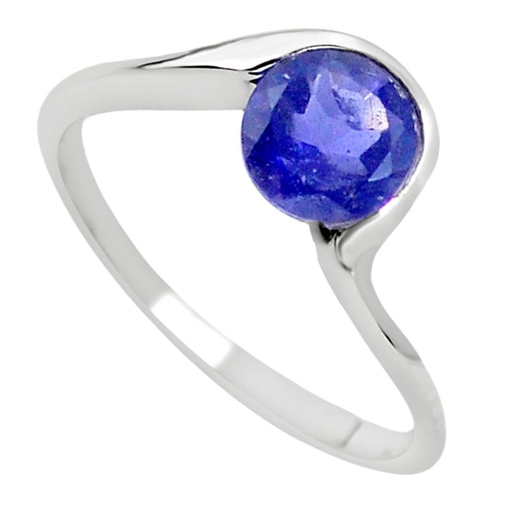 Natural blue iolite 925 sterling silver ring jewelry size 6 m73913