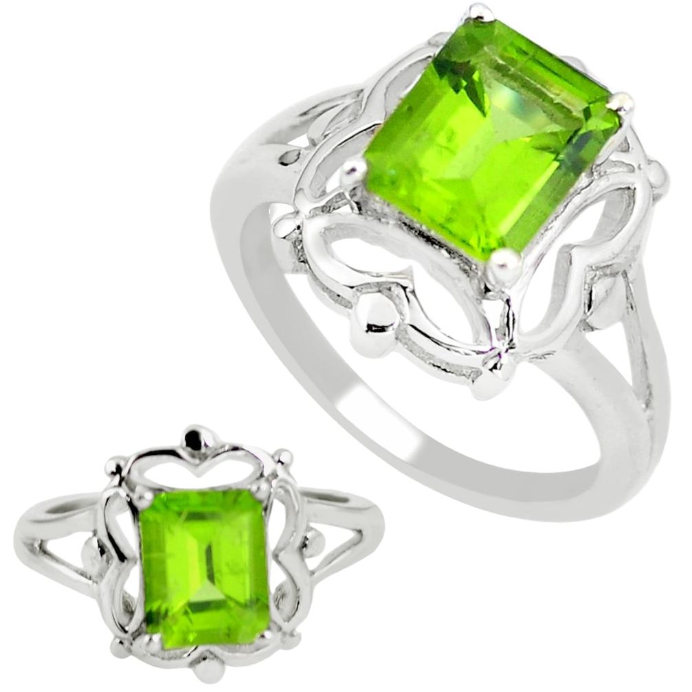 3.59cts natural green peridot 925 sterling silver ring jewelry size 5 m73934