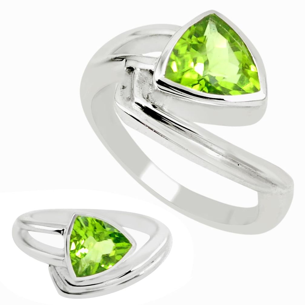 2.44cts natural green peridot 925 sterling silver ring jewelry size 6.5 m73953