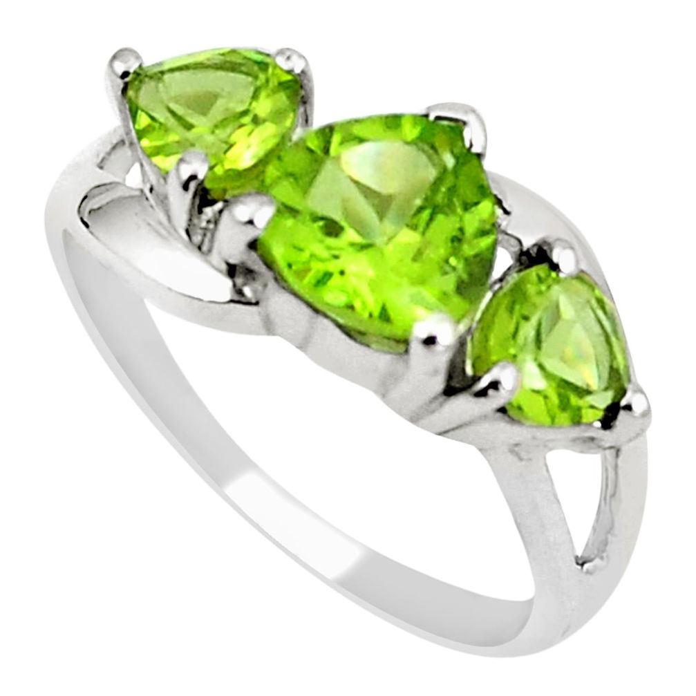 4.13cts natural green peridot 925 sterling silver ring jewelry size 5 m73963