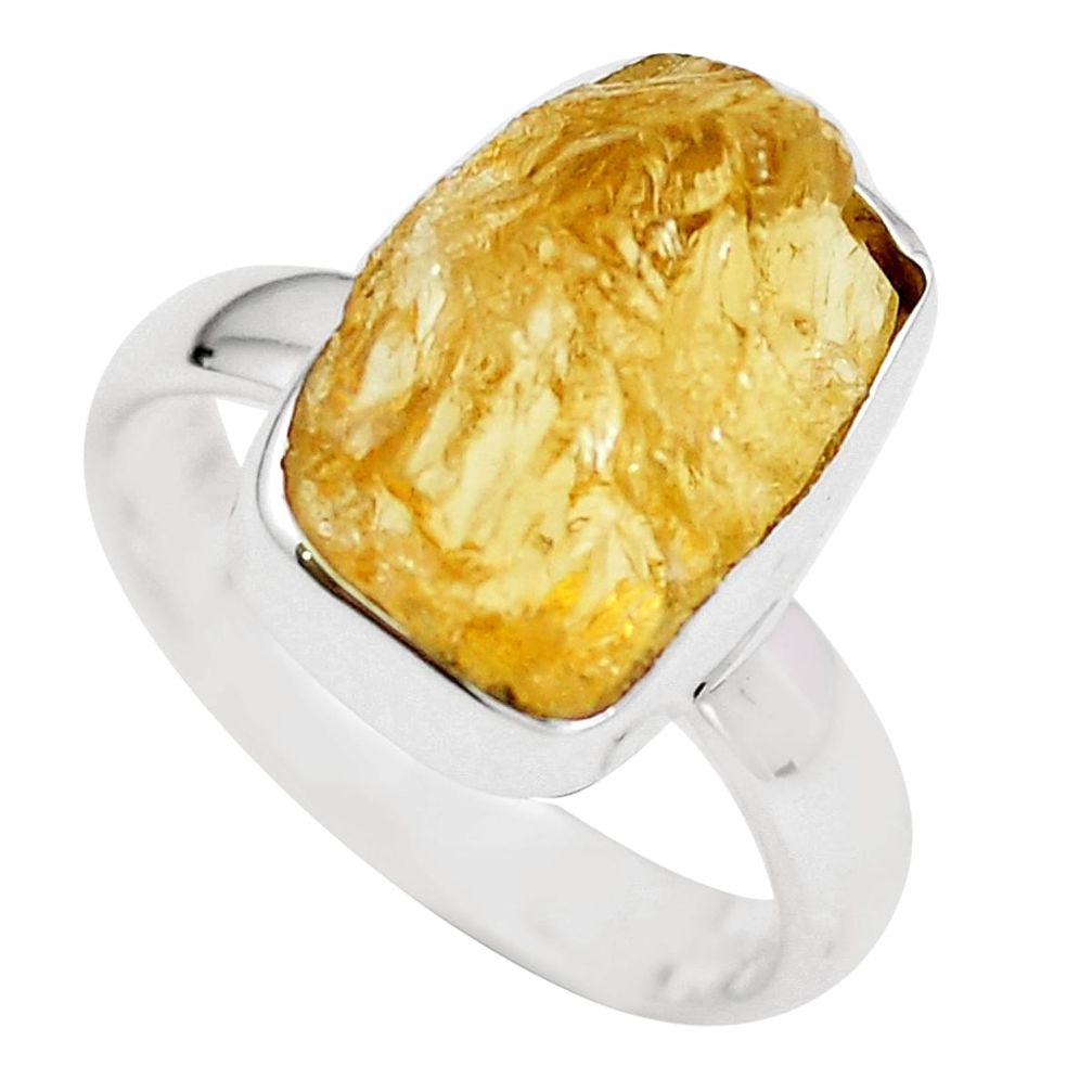 6.70cts yellow citrine rough 925 sterling silver ring jewelry size 6.5 m74009