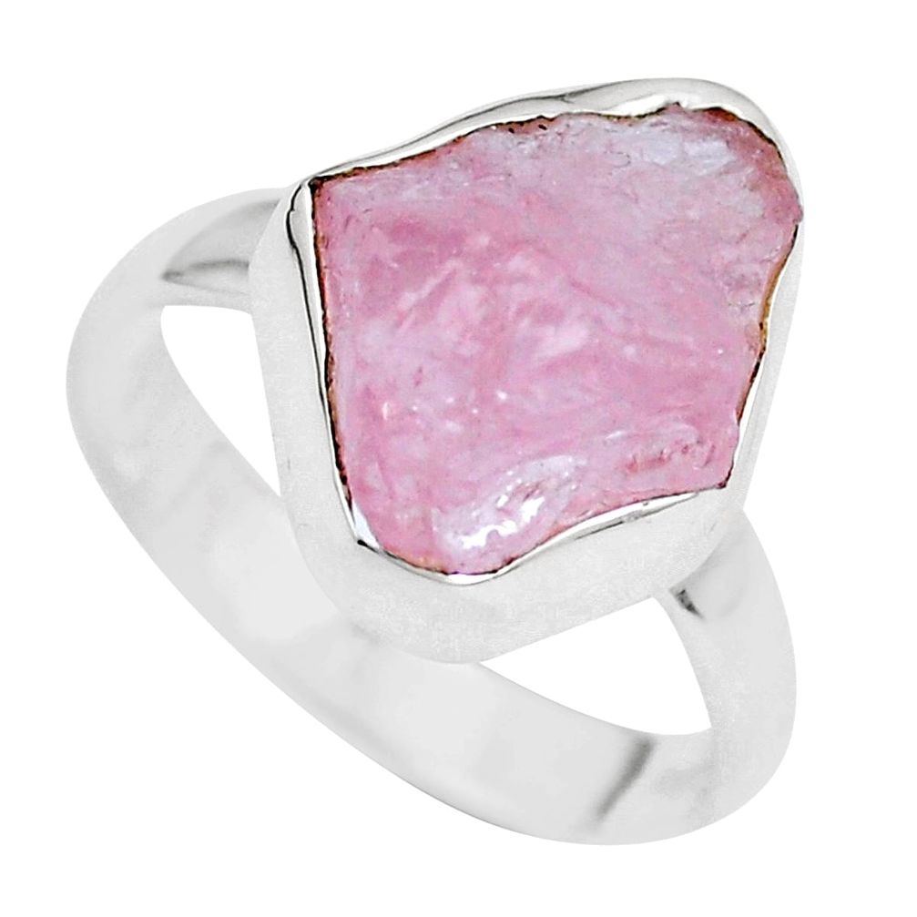 Natural pink morganite rough fancy shape 925 sterling silver ring size 6 m74031