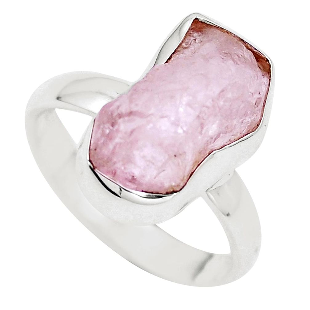 Natural pink morganite rough 925 sterling silver ring size 8.5 m74032