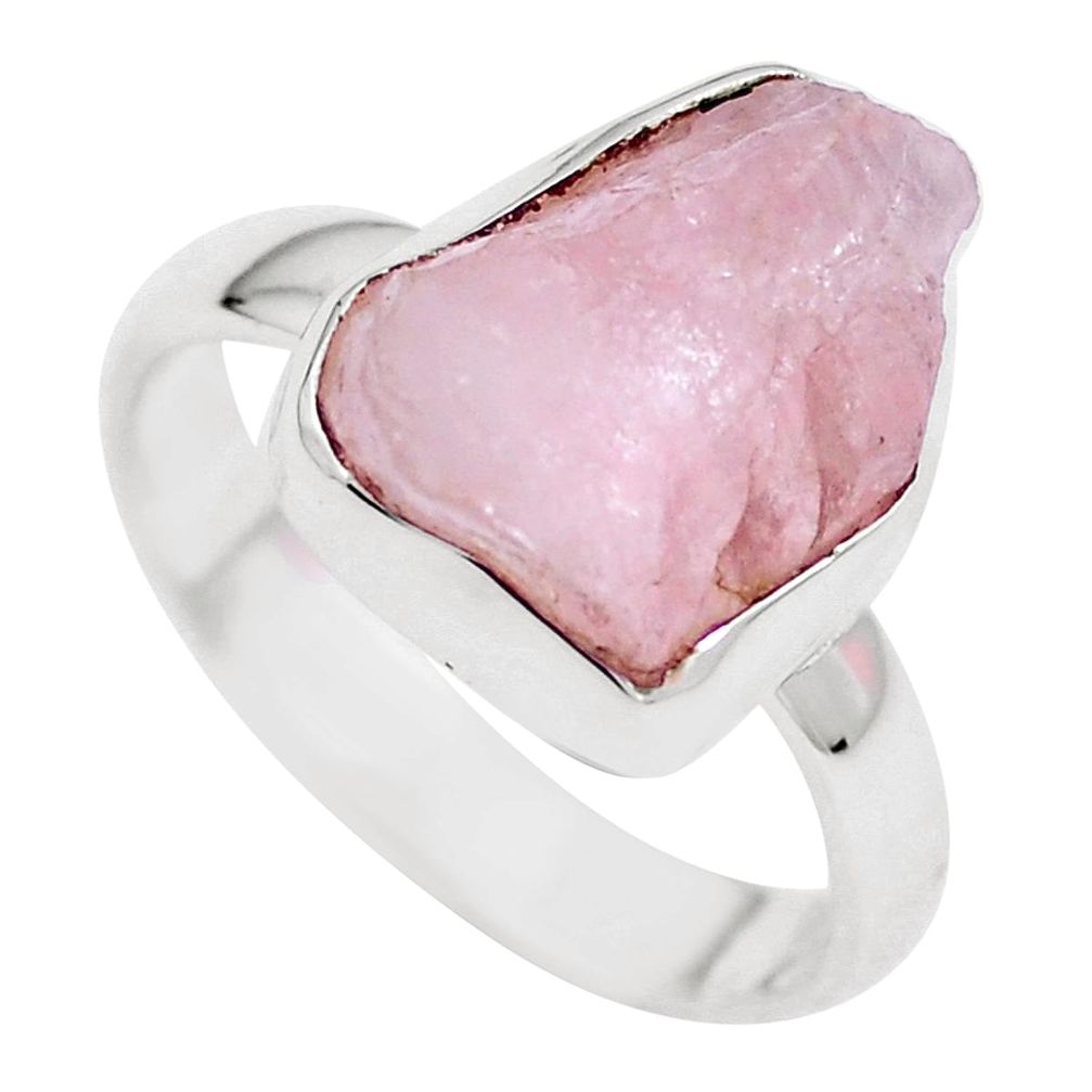 Natural pink morganite rough 925 sterling silver ring size 7.5 m74034