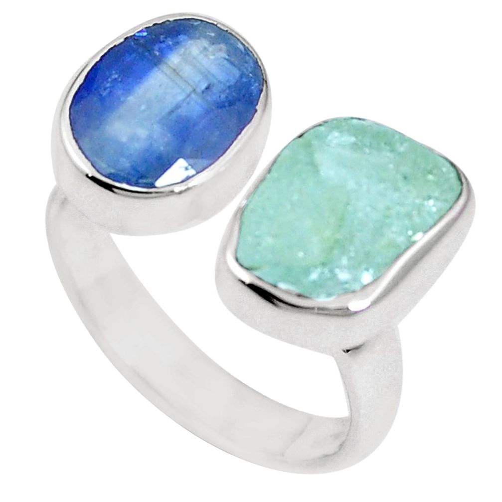 925 sterling silver natural blue kyanite adjustable ring jewelry size 7 m74089