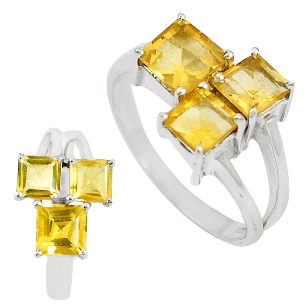 4.05cts natural yellow citrine 925 sterling silver ring jewelry size 8 m74312