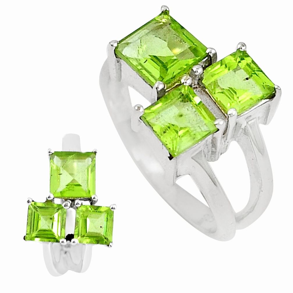 4.10cts natural green peridot 925 sterling silver ring jewelry size 5.5 m74316