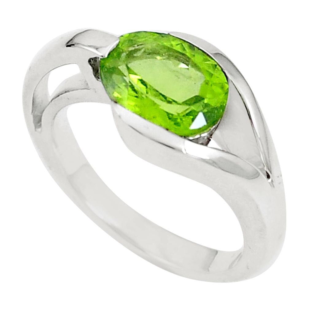 Natural green peridot 925 sterling silver ring jewelry size 5 m74349