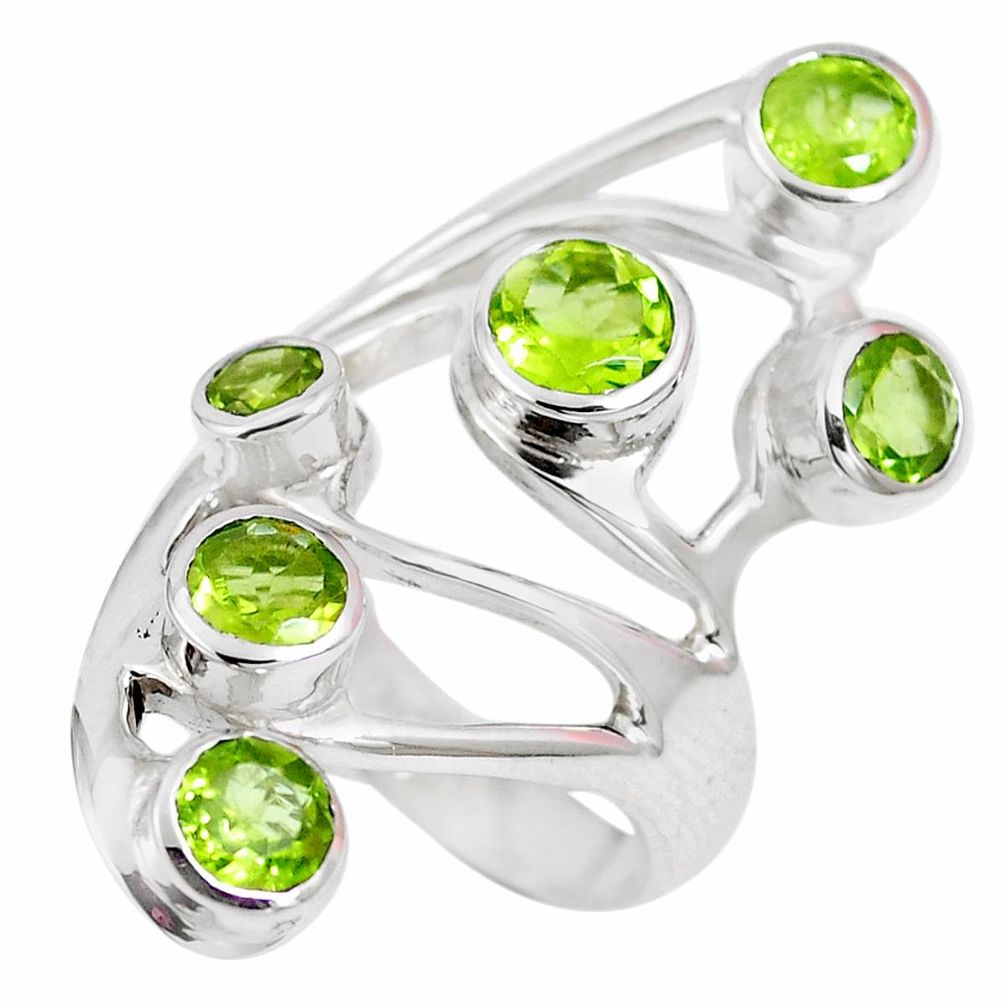 Natural green peridot 925 sterling silver ring jewelry size 7 m74414