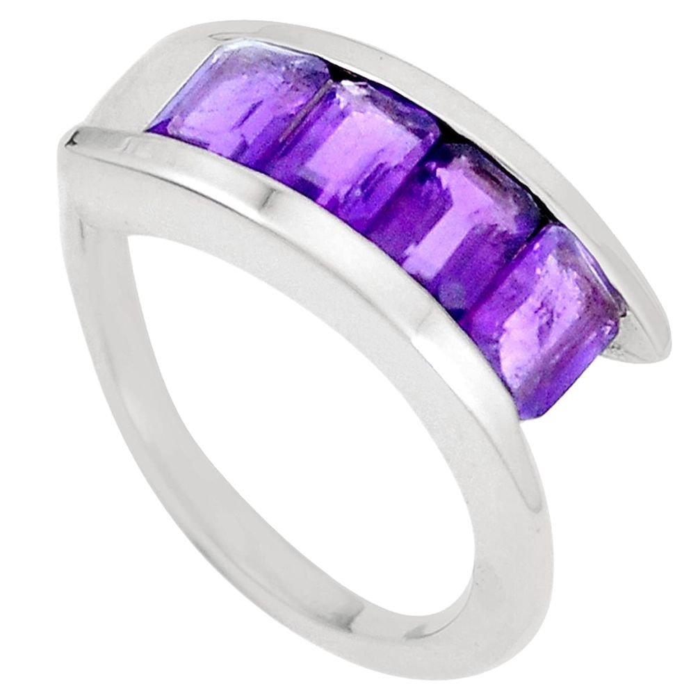 Natural purple amethyst 925 sterling silver ring jewelry size 7.5 m74422