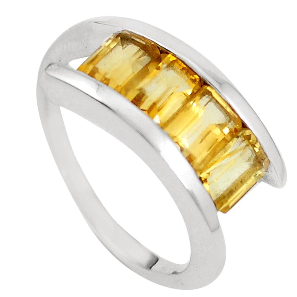 Natural yellow citrine 925 sterling silver ring jewelry size 7 m74427