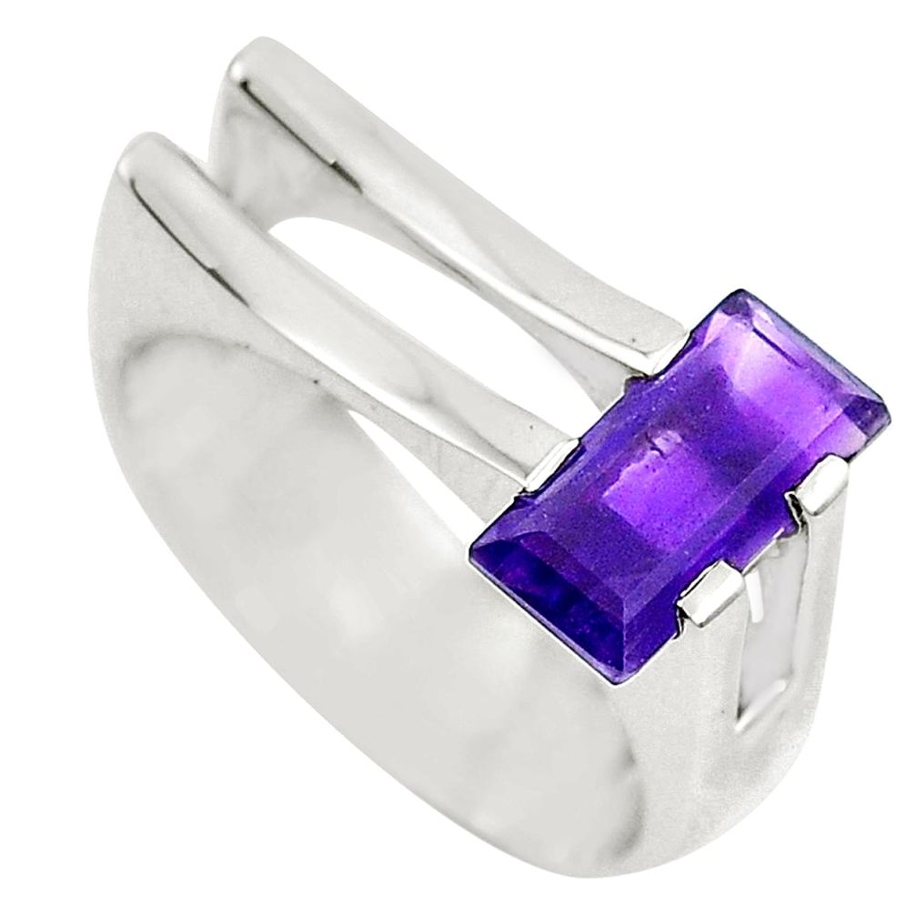 Natural purple amethyst 925 sterling silver ring jewelry size 6.5 m74429