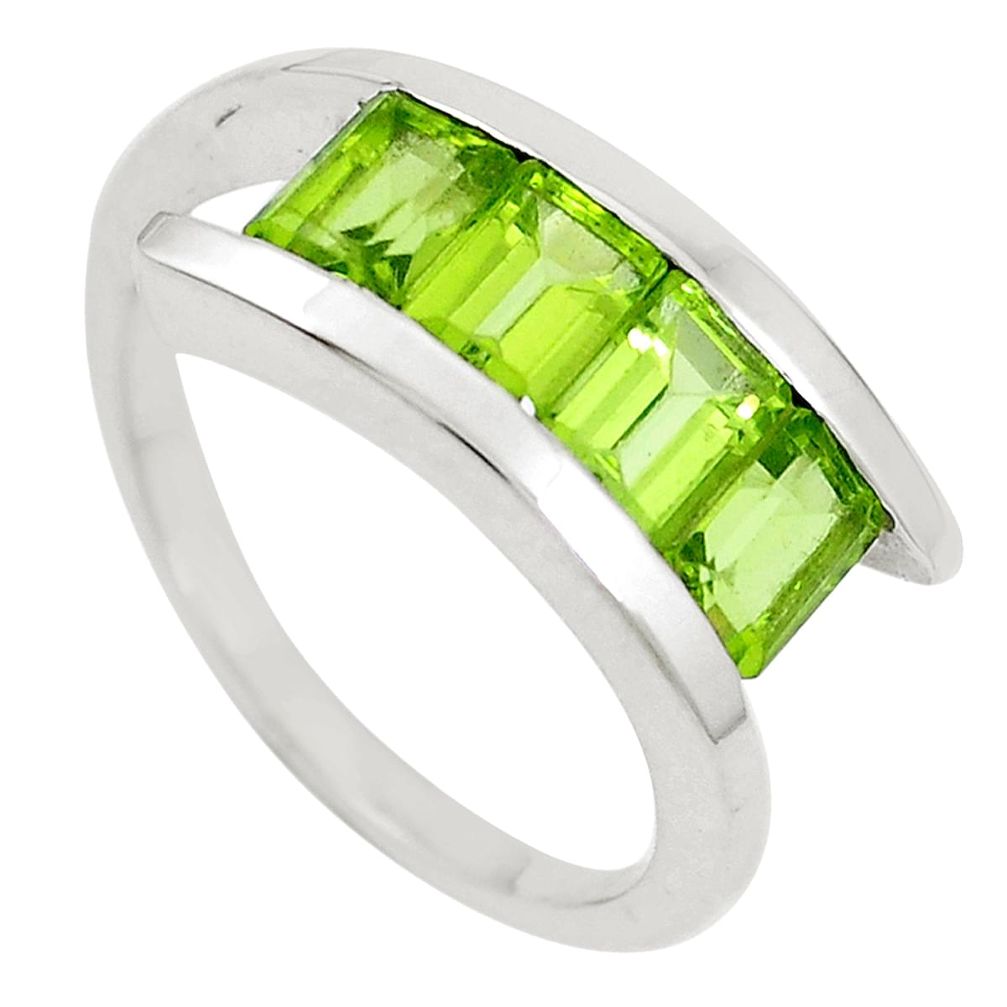 925 sterling silver natural green peridot ring jewelry size 6.5 m74430