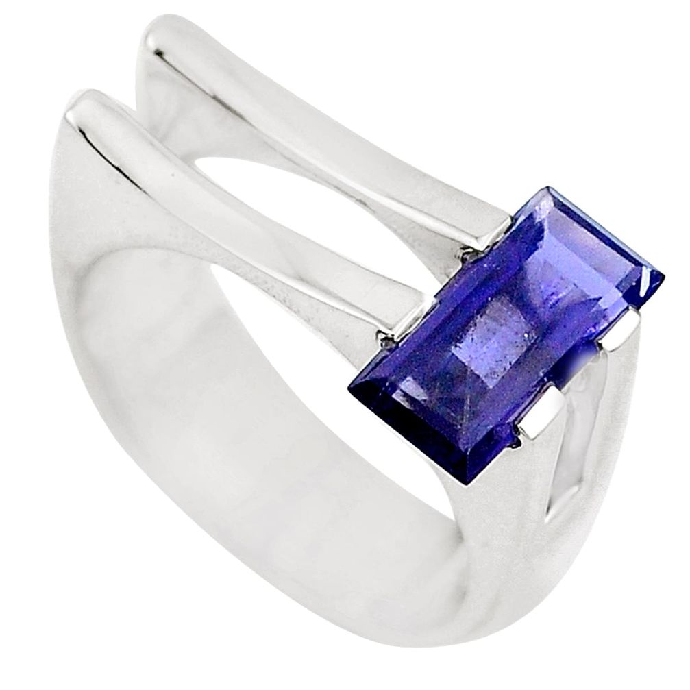 Natural blue iolite 925 sterling silver ring jewelry size 7 m74434