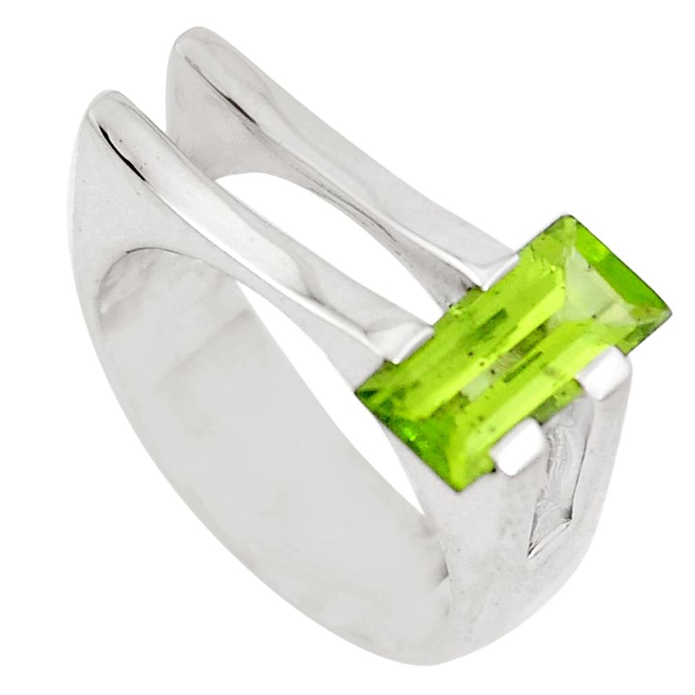 Natural green peridot 925 sterling silver ring jewelry size 5 m74437