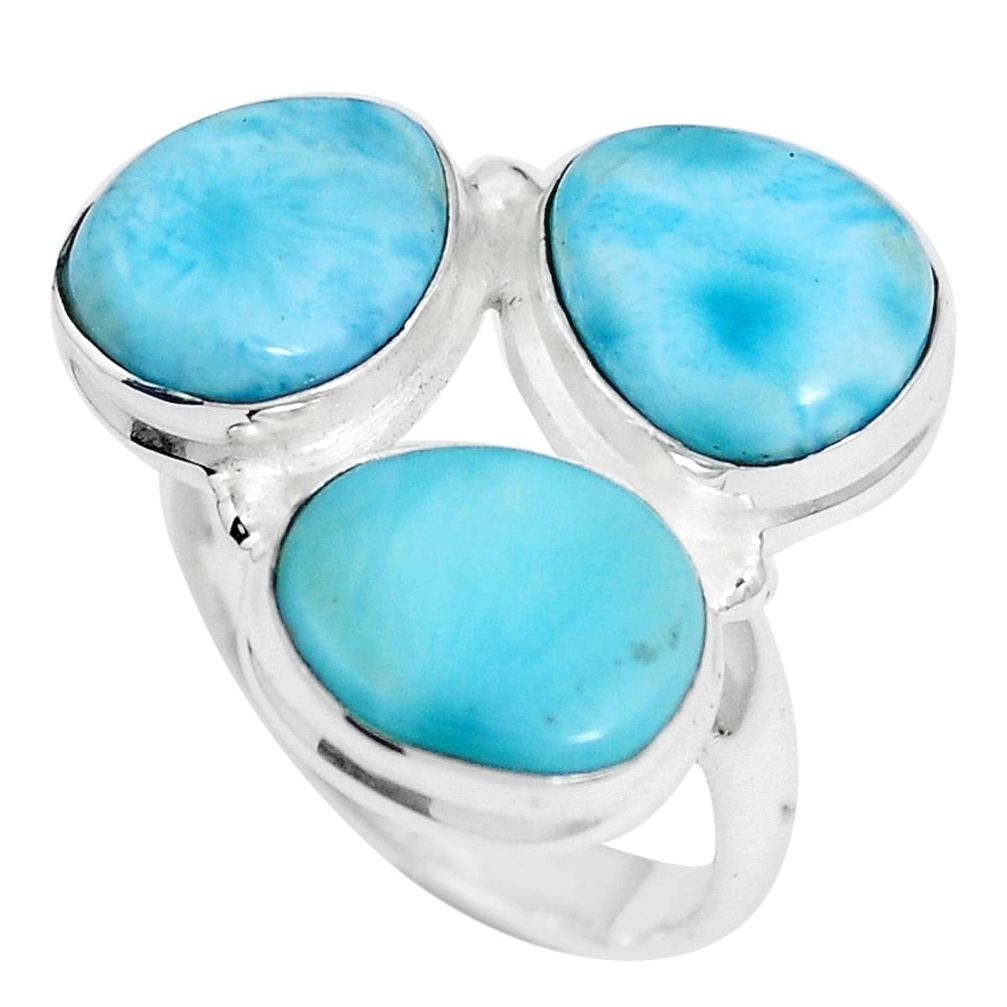 Natural blue larimar 925 sterling silver ring jewelry size 5.5 m74531