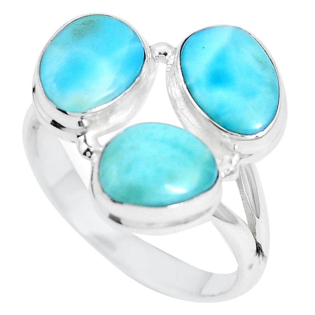 Natural blue larimar 925 sterling silver ring jewelry size 10 m74532