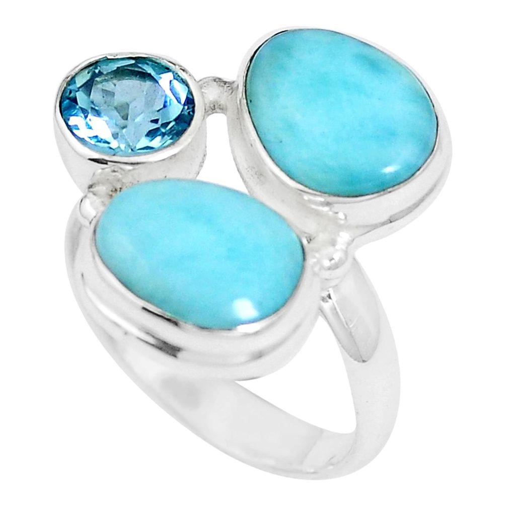 Natural blue larimar topaz 925 sterling silver ring jewelry size 5.5 m74536