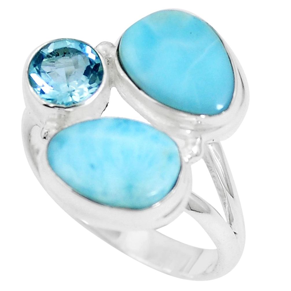 925 sterling silver natural blue larimar topaz ring jewelry size 9 m74537