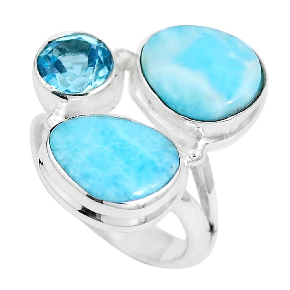 925 sterling silver natural blue larimar topaz ring size 4.5 m74540