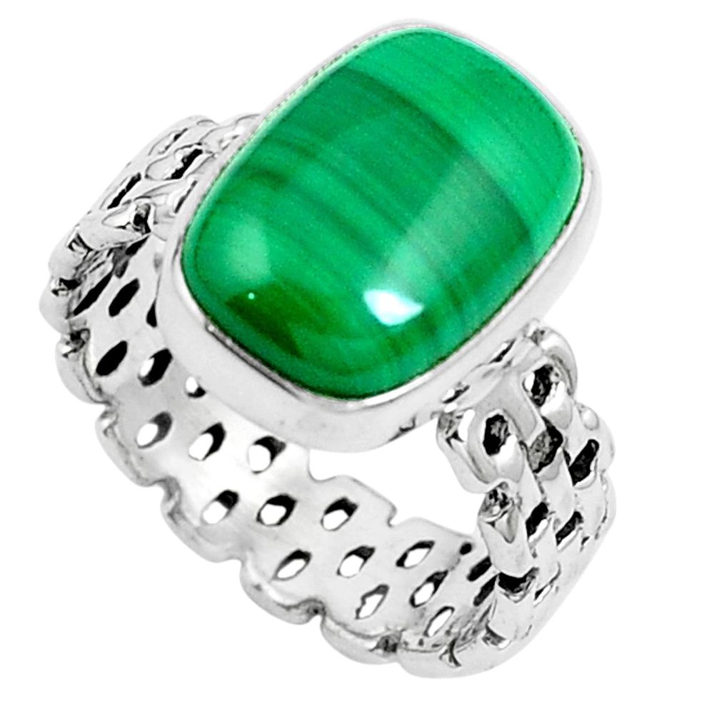 Natural green malachite (pilot's stone) 925 silver ring size 7.5 m75582