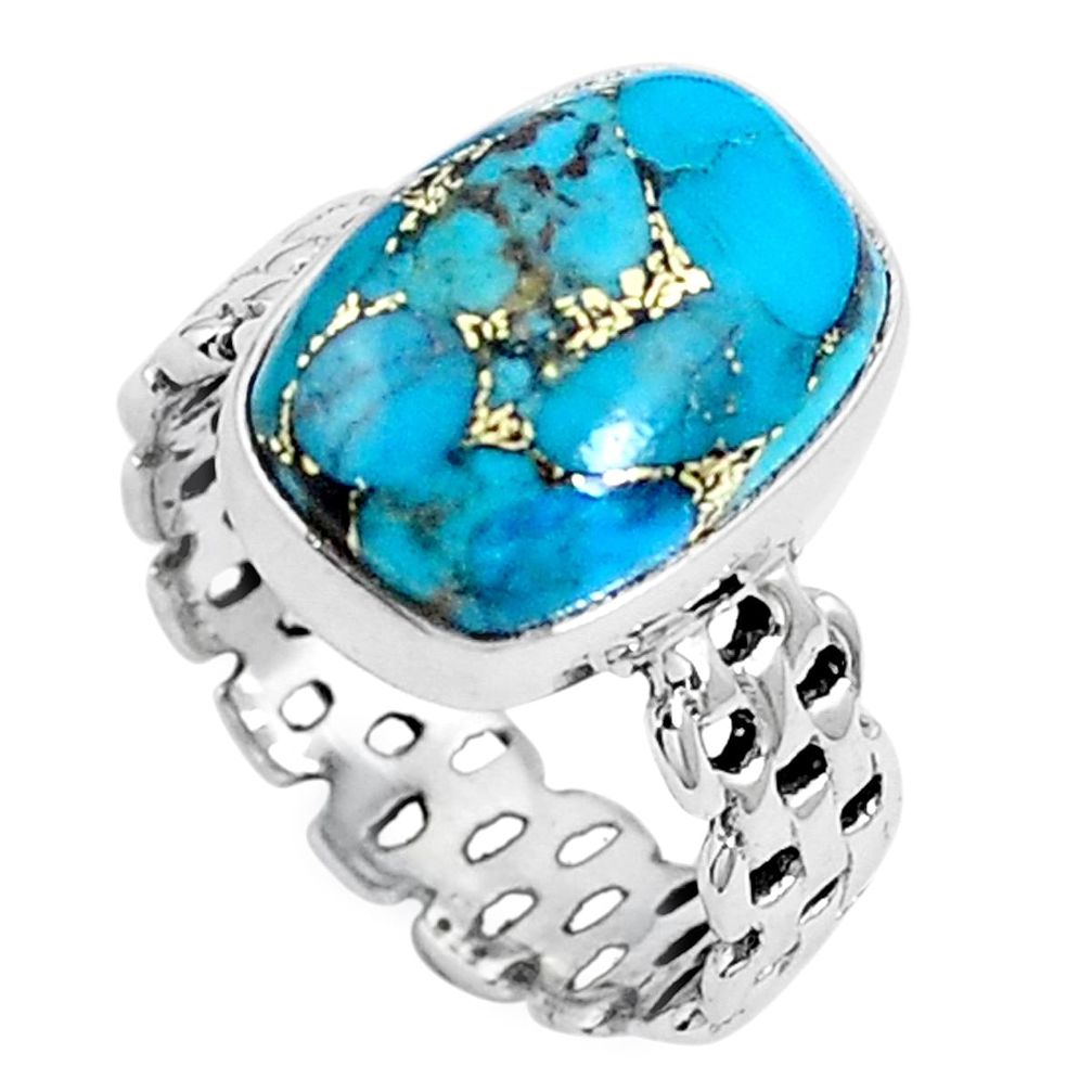 Blue copper turquoise 925 sterling silver ring jewelry size 6.5 m75600