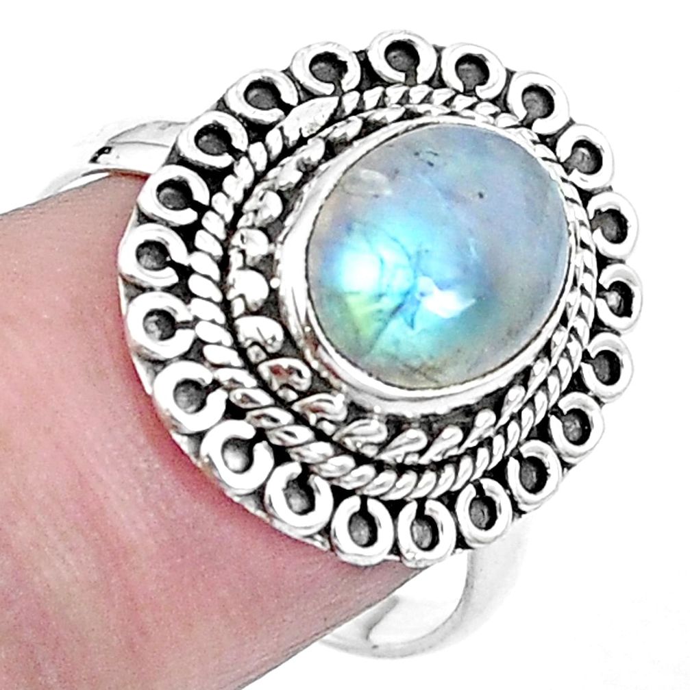 925 sterling silver natural rainbow moonstone ring jewelry size 8 m75624