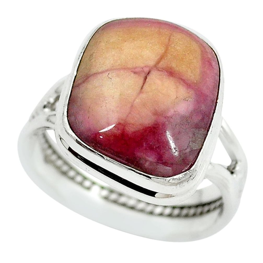 Natural pink bio tourmaline 925 sterling silver ring jewelry size 8 m7586