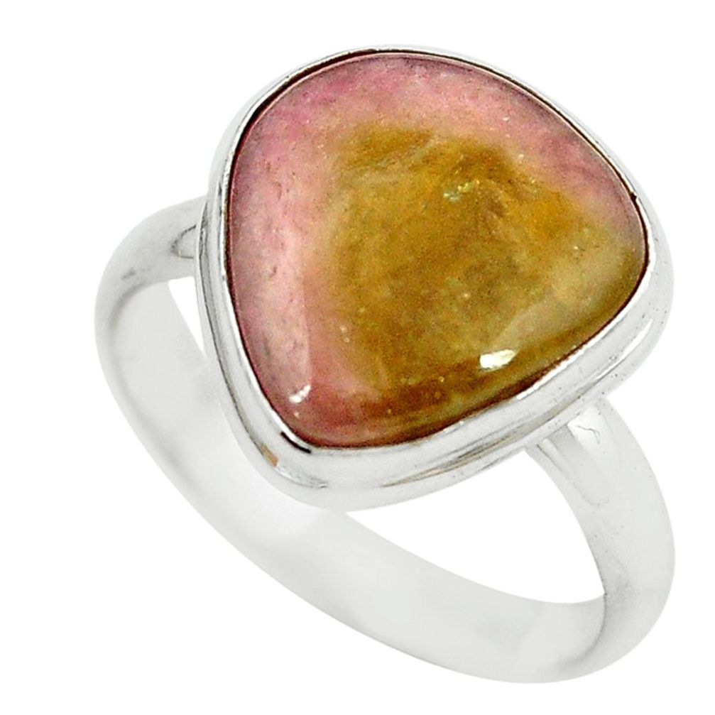 Natural pink bio tourmaline 925 sterling silver ring jewelry size 9 m7592