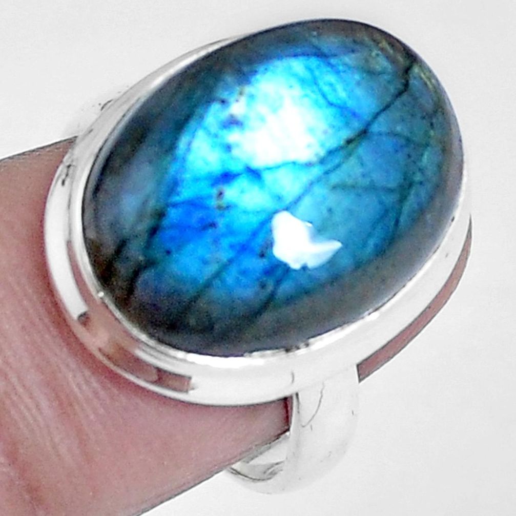 Natural blue labradorite 925 sterling silver ring jewelry size 7 m76093