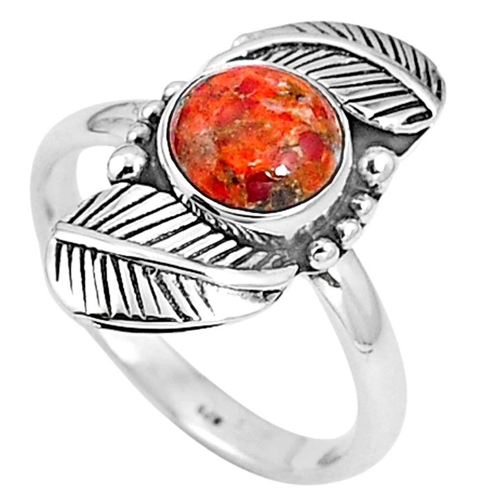 Red copper turquoise 925 sterling silver ring jewelry size 9 m76589