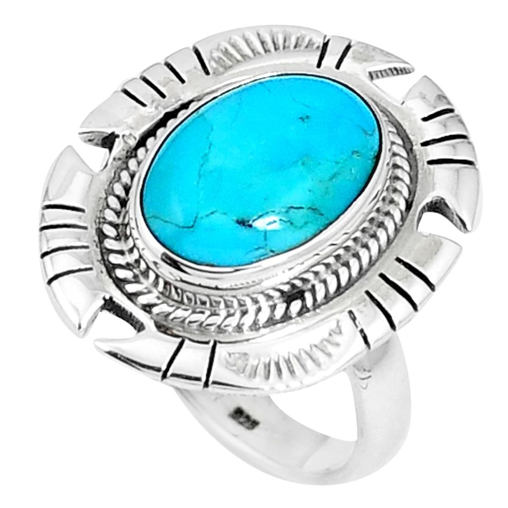 Green arizona mohave turquoise 925 sterling silver ring size 7 m76603