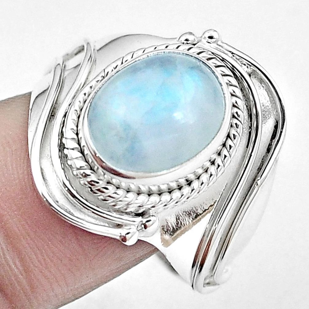 Natural rainbow moonstone 925 sterling silver ring jewelry size 9 m77137