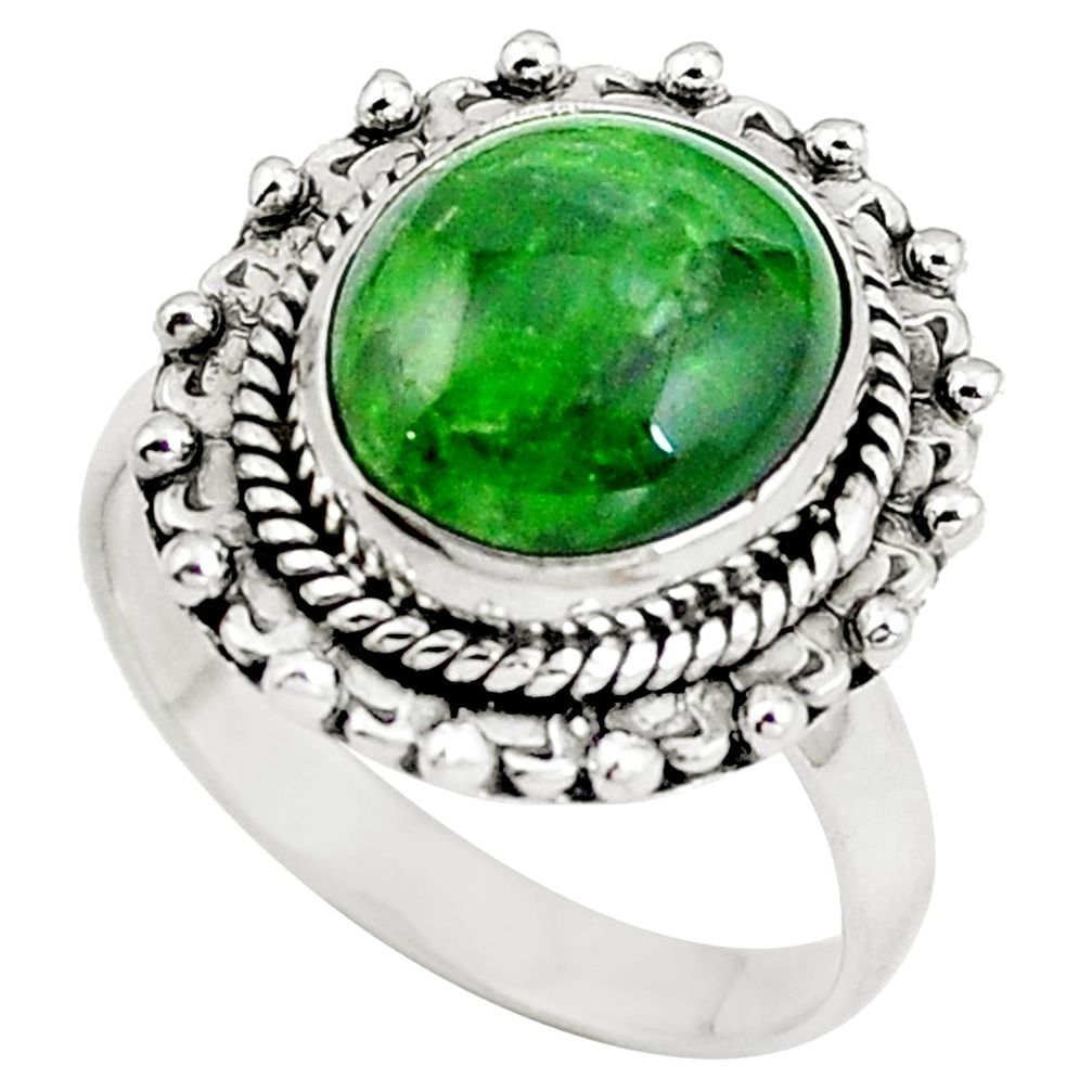 Natural green chrome diopside 925 sterling silver ring size 7 m77381