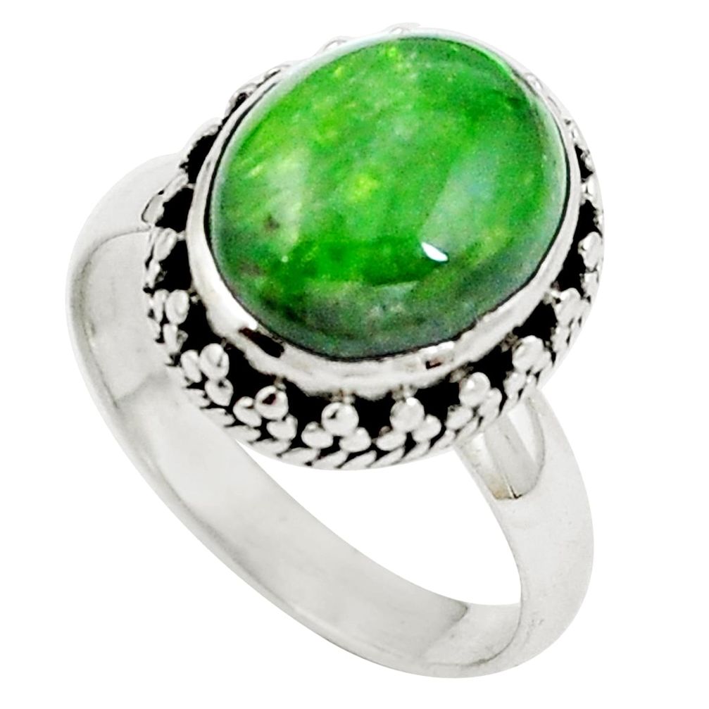 Natural green chrome diopside 925 sterling silver ring size 7 m77383