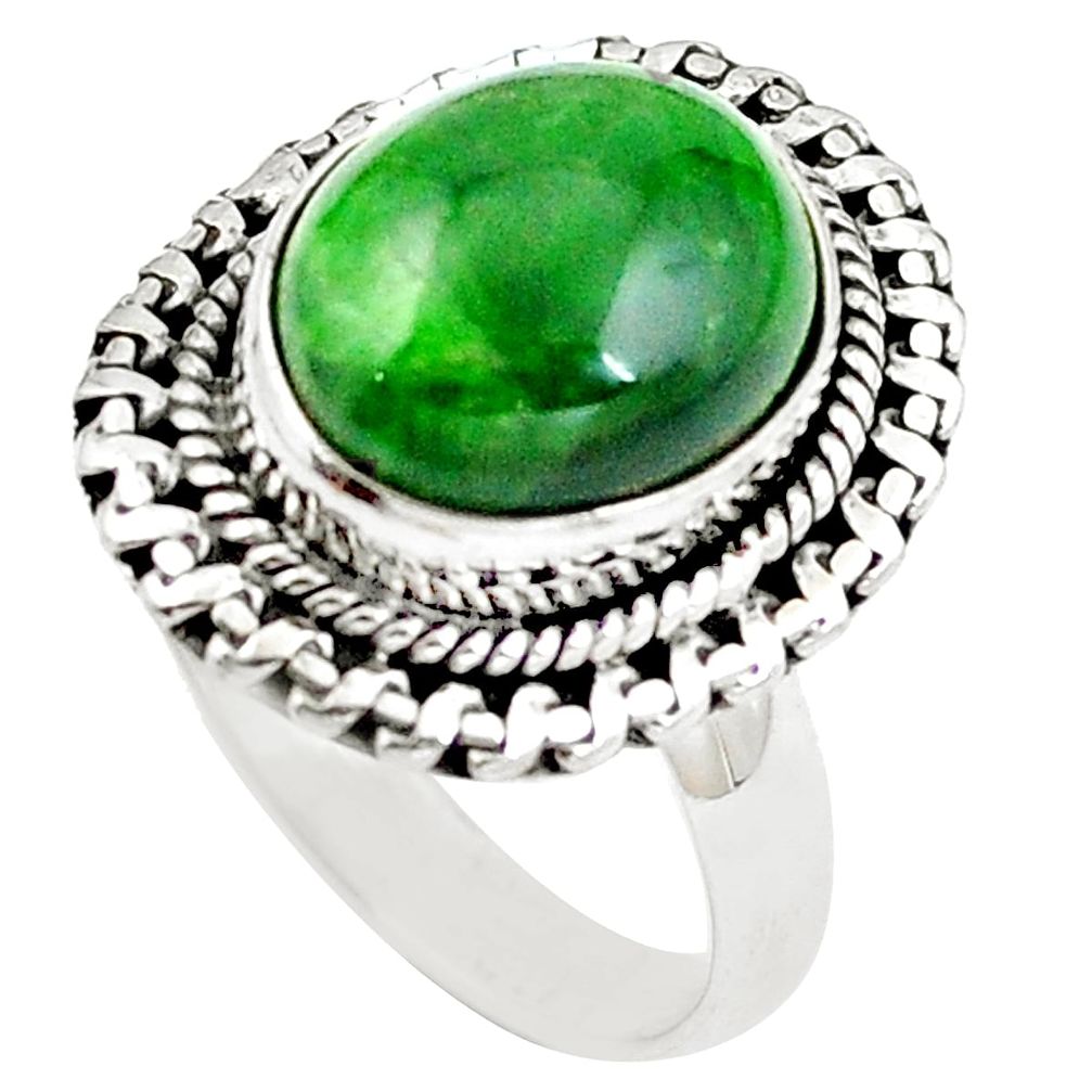 Natural green chrome diopside 925 sterling silver ring size 7 m77384