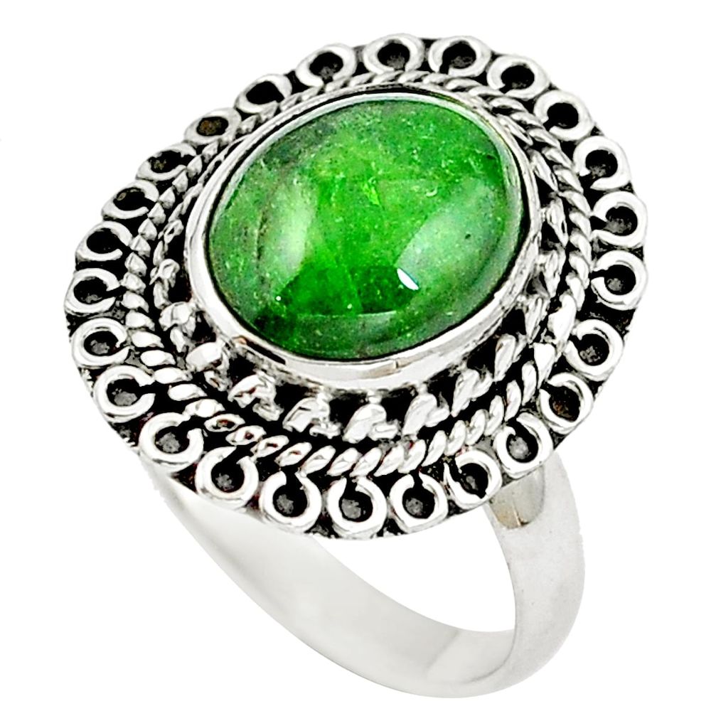 Natural green chrome diopside 925 sterling silver ring size 8 m77387