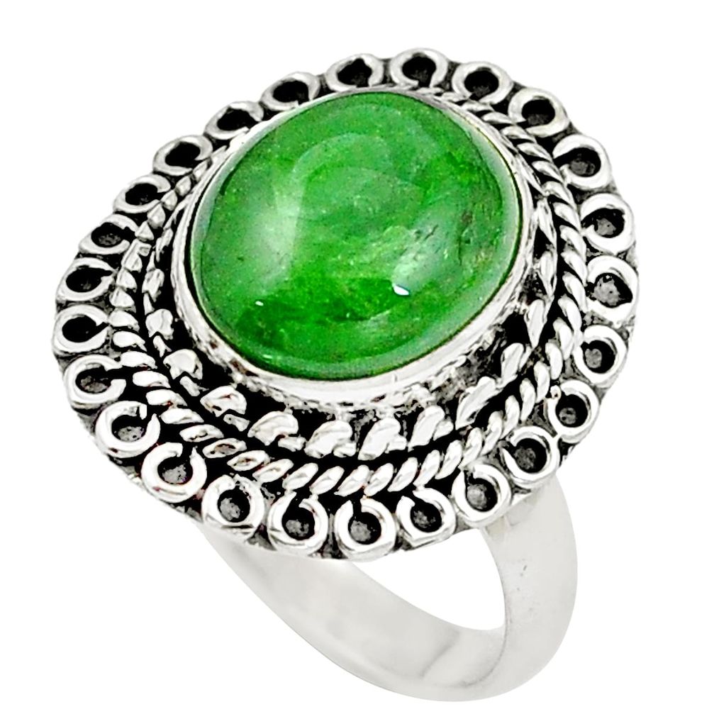 Natural green chrome diopside 925 sterling silver ring size 7 m77388