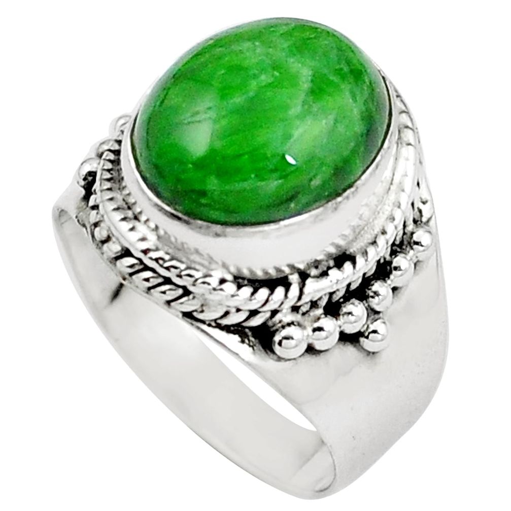 Natural green chrome diopside 925 sterling silver ring size 6 m77389