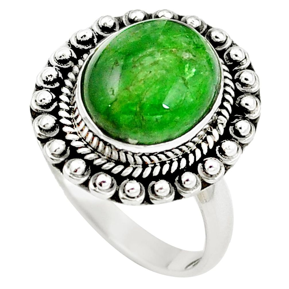 Natural green chrome diopside 925 sterling silver ring size 8 m77393