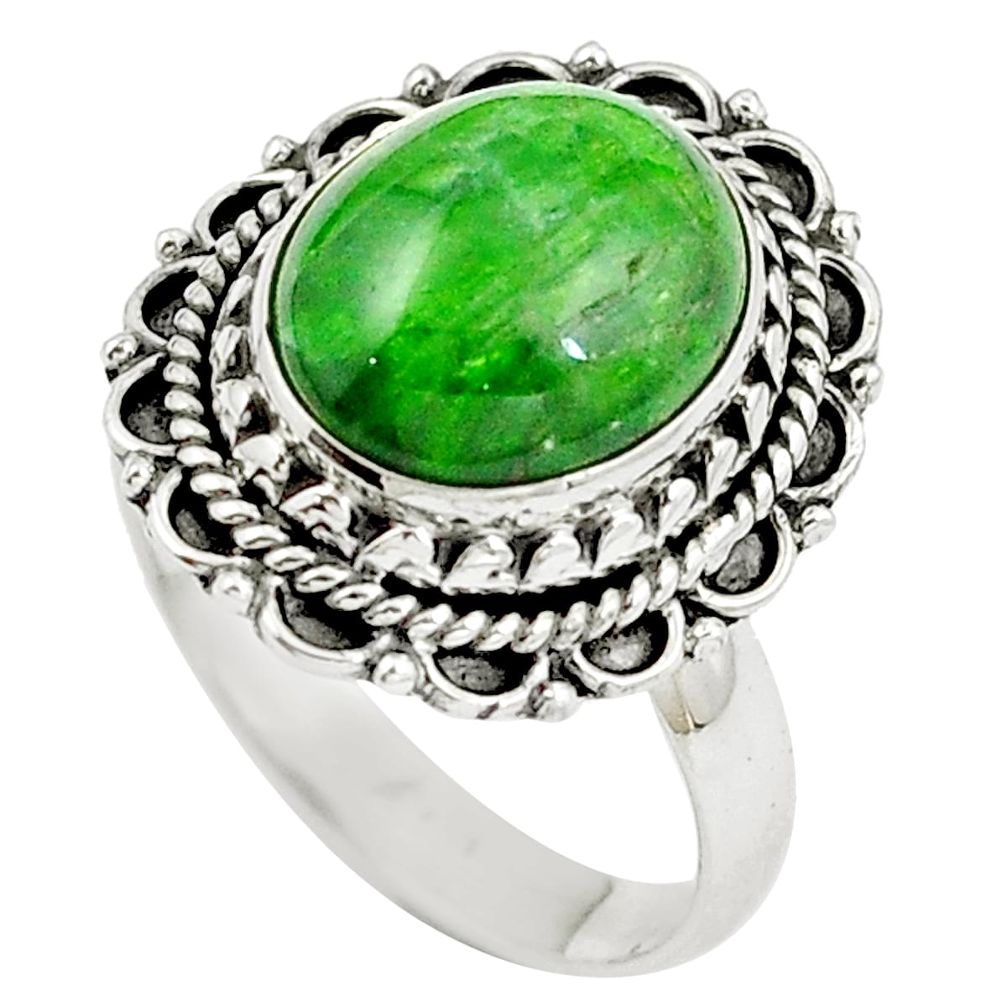 Natural green chrome diopside 925 sterling silver ring size 7.5 m77396