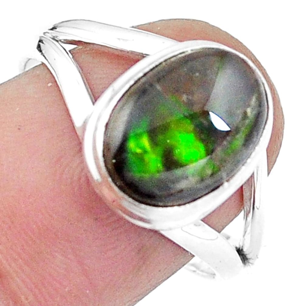 925 silver natural multi color ammolite (canadian) ring size 7.5 m77444