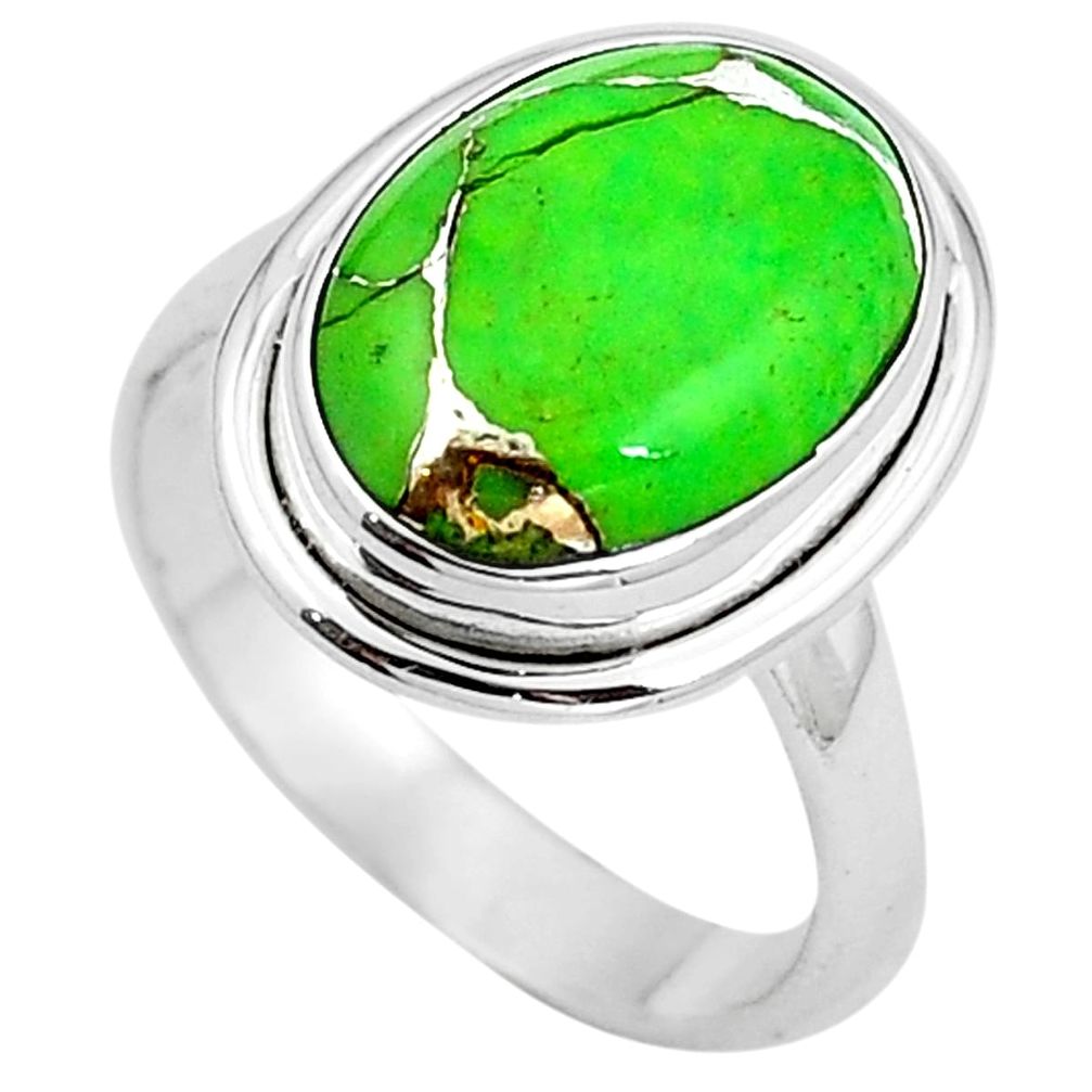 Green copper turquoise oval 925 sterling silver ring jewelry size 6 m77506