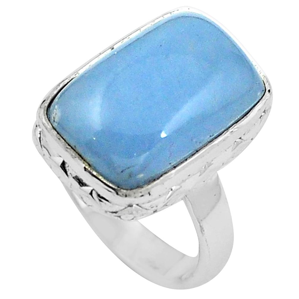 Natural blue angelite 925 sterling silver ring jewelry size 6 m77521