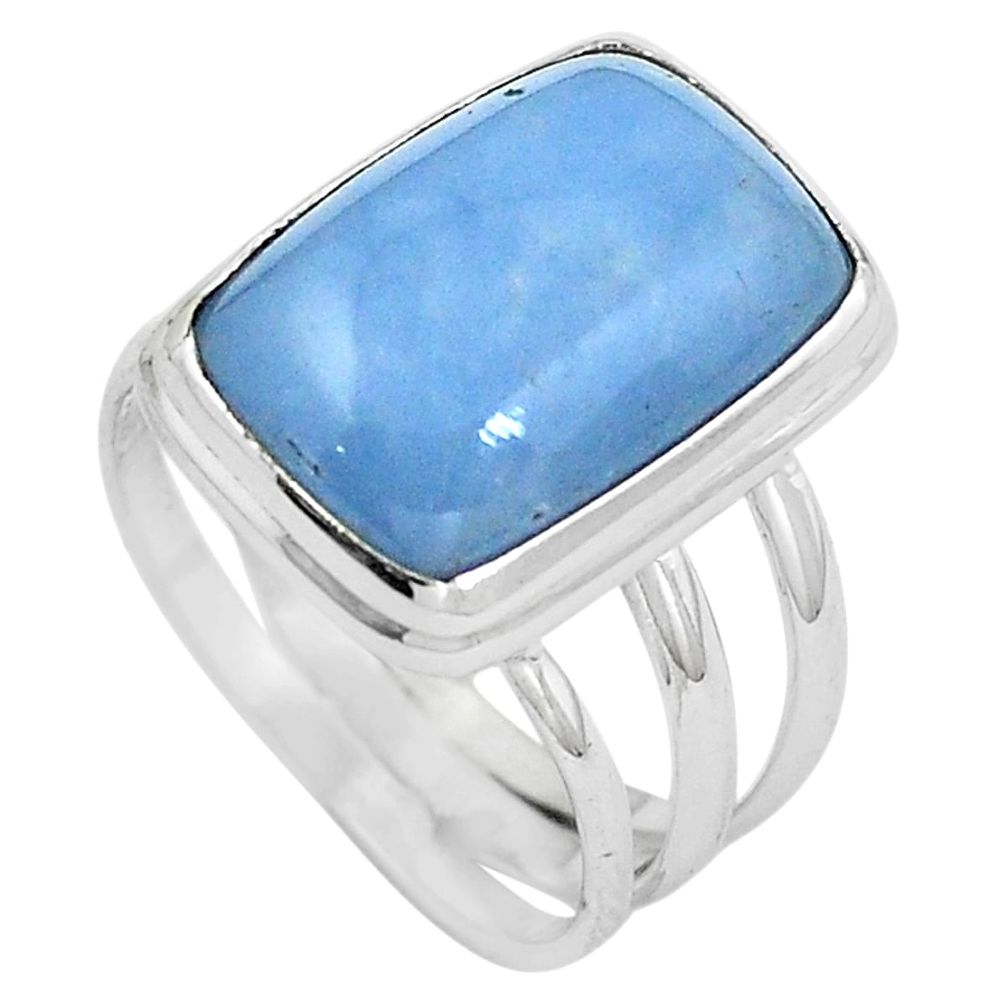 Natural blue angelite 925 sterling silver ring jewelry size 7 m77522