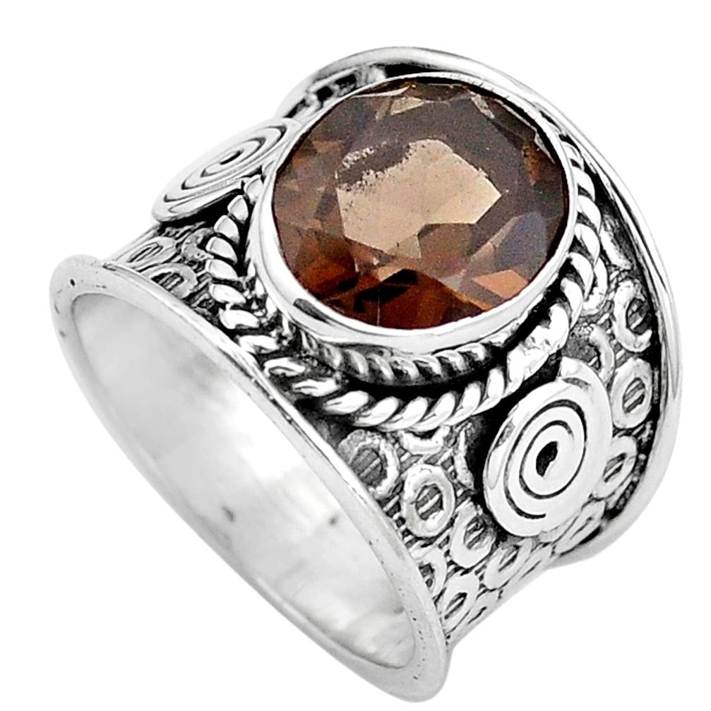 Brown smoky topaz 925 sterling silver ring jewelry size 8 m77603