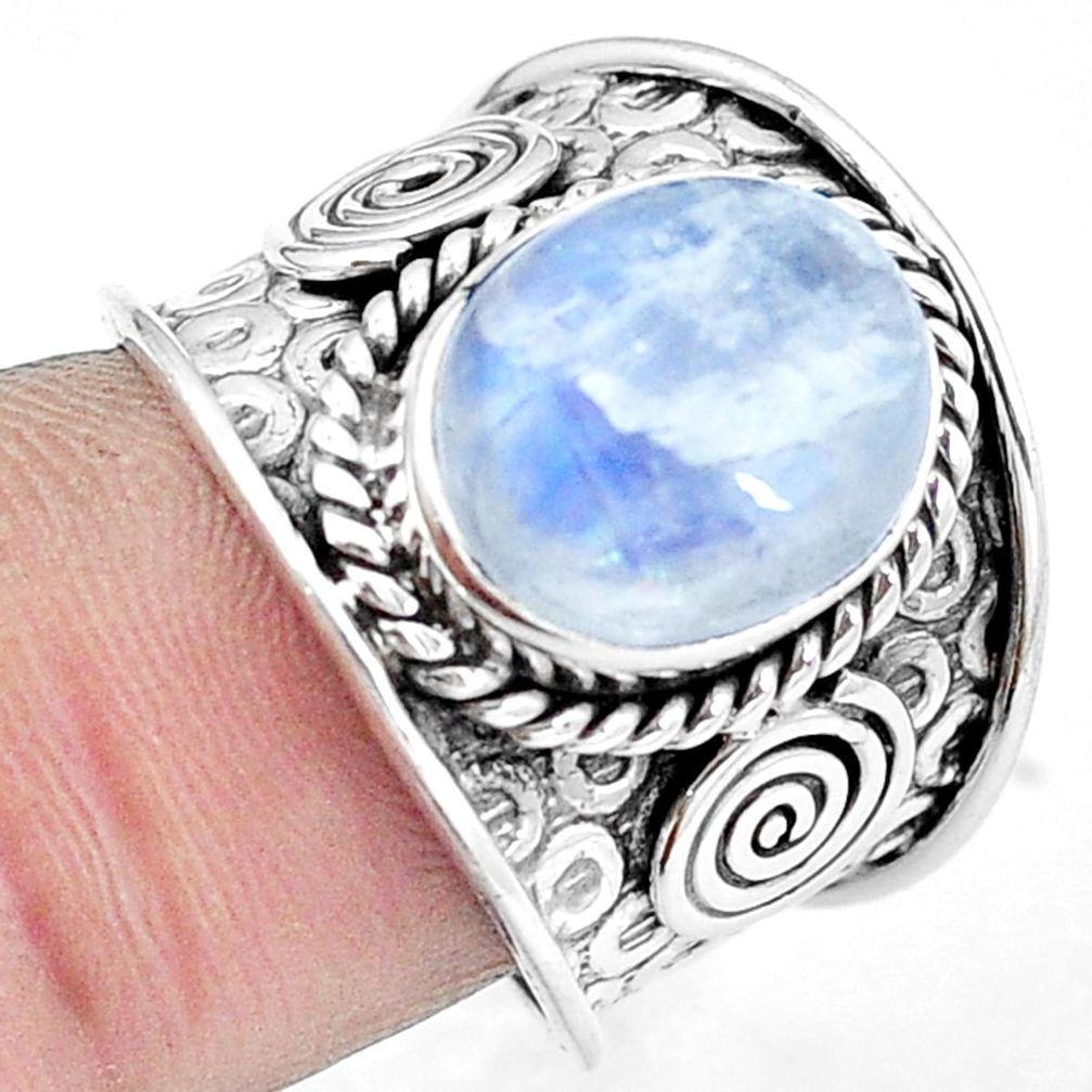 925 sterling silver natural pink opal oval ring jewelry size 7 m77619