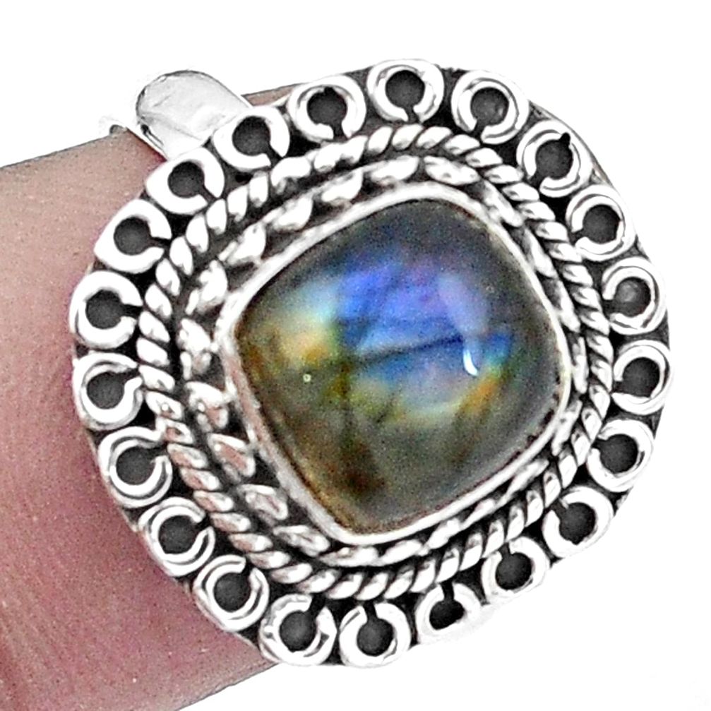 Natural blue labradorite 925 sterling silver ring jewelry size 6.5 m77689